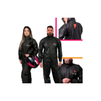 Capa De Chuva Pvc Moto Motoqueiro Impermeável Reforçada Preto-laranja Gg