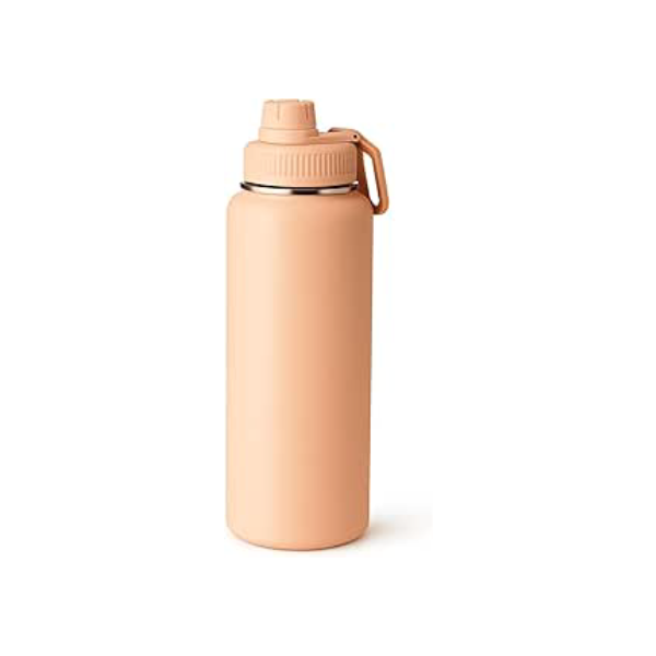 Garrafa Térmica de Água 1 Litro – Aço Inox com Isolamento a Vácuo, Antivazamento, Mantém Bebidas Quentes e Geladas por 12h (Pêssego)