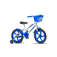Bicicleta infantil Aro 16 V-brake Meninos com rodinha Colorida quadro Aço Carbono Intense Kids Cor Branca/Azul