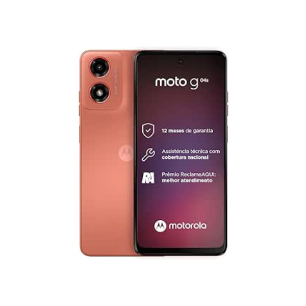Smartphone Motorola Moto G04s - 128GB 8GB Ram Boost Camera 16MP com Moto AI sensor FPS lateral Coral