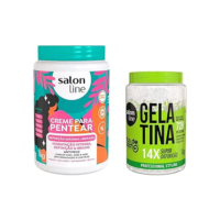 Salon Line, Kit Creme de Pentear, Definição Máxima + Gelatina Capilar, Super Definição, Vegano - Para Cabelos Ondulados, Cacheados e Crespos, 1 kg