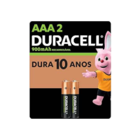 Pilha Recarregável AAA Palito DURACELL Com 2 Unidades