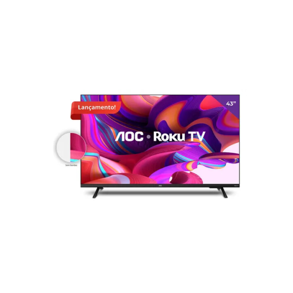 Smart Tv 43'' Full Hd Com Roku Tv 43s5135/78g Aoc Cor Preto