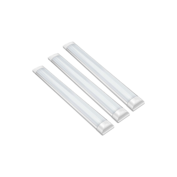 Kit 3 Luminária Tubular Led Slim 36w Sobrepor 100cm Bivolt Branco Frio 6500k (LUZ BRANCA) - VRS