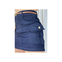 Saia Cargo Com Lycra Feminina Cintura Alta Levanta Bumbum Tendência Bolsos Laterais Moda Feminina com cinto