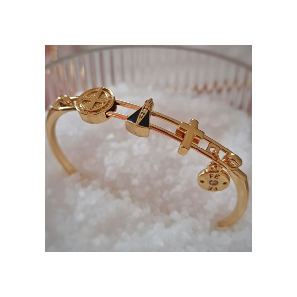 BRACELETE PROTEÇÃO - BANHADO E COM METAL ANTI-ALÉRGICO