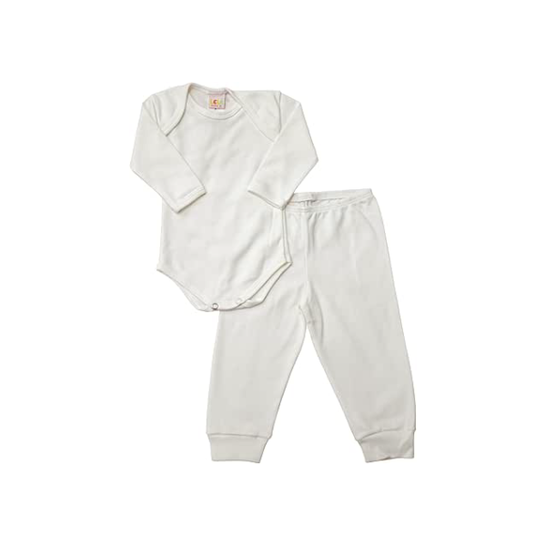 Conjunto Bebê Body e Calça para Meninos e meninas Off White