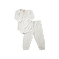 Conjunto Bebê Body e Calça para Meninos e meninas Off White