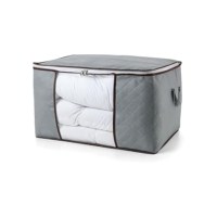 Bolsa Organizadora Roupas Sapatos Roupa de Cama Caixa Saco Multiuso Organização de Armários Fechamento Zíper com Alças Laterais 60x40x35 Dobrável com Visor Transparente (01 Unidade)