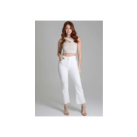 Calça Sarja Feminina 278870 Flare Cropped Branco Sawary