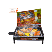 Churrasqueira Elétrica Portátil Gourmet Grande Com Pés Alumínio 110v Anti Fumaça 1600w 40cm Grill