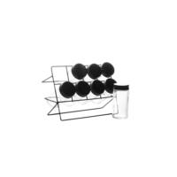 LYOR - Conjunto 8 Potes de Vidro para Temperos e Suporte em Metal Preto - 90ml
