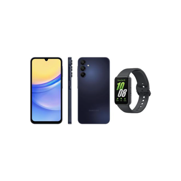 Smartphone Samsung Galaxy A15 6,5” 128GB Azul - Escuro 5G + Smartband Galaxy Fit3 Grafite