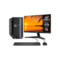 Computador Completo Intel Core i7 16GB SSD 1TB Monitor 17" 4 Núcleos Super Turbo Pc Hdmi Teclado e Mouse Strong Tech