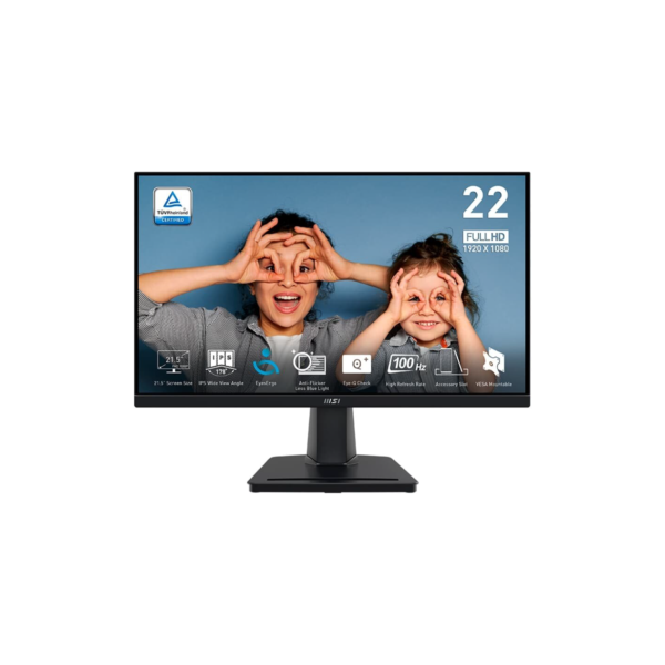 Monitor MSI PRO MP225 22" FHD, Tela Flat, IPS, 100hz, 1ms, HDMI e VGA, Anti-reflexo, Preto - 9S6-3PC6CM-001