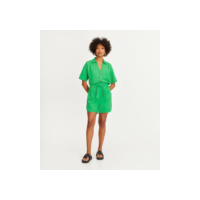 Short Runner Cintura Média em Viscolinho com Laço no Cós Verde