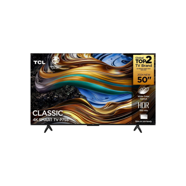 Smart TV 50” Ultra HD 4K TCL 50P755 LED com Google TV, Dolby Vision e Atmos, HDR10+, Wi-Fi, Bluetooth, Google Assistente e Design sem Bordas