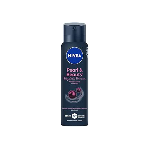 NIVEA Desodorante Antitranspirante Aerossol Pearl & Beauty Fragrância Premium 150ml - Proteção prolongada de 48h, ação antitranspirante, óleos perfumados, fórmula com extrato de pérolas negras