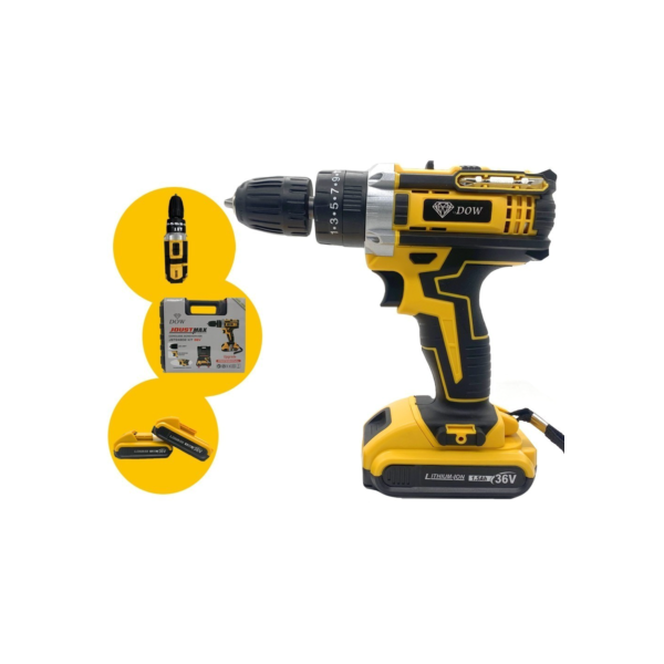 Parafusadeira e furadeira 48V, kit com duas baterias, torque forte e empunhadura confortável