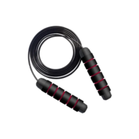 Corda De Pular Speed Rope Rolamento Cabo De Aço Profissional Rubber Fit Preto