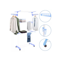 Varal De Chão Grande De Roupas 3 Andares Dobrável Cor Azul Kontuz 175 cm