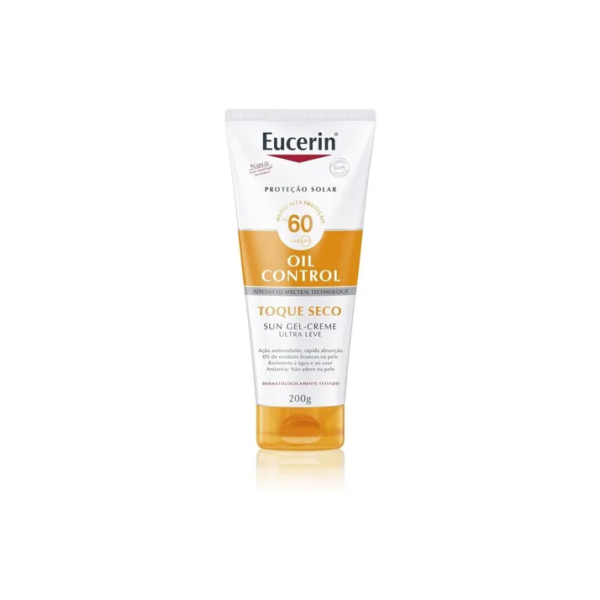 EUCERIN Protetor Solar Corporal Oil Control FPS 60 200ml, Toque Seco, Anti Areia, Proteção UVA, UVB e Luz Visível