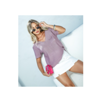 Blusa de Tricot Manga Curta Bolso na frente Qualidade Premium