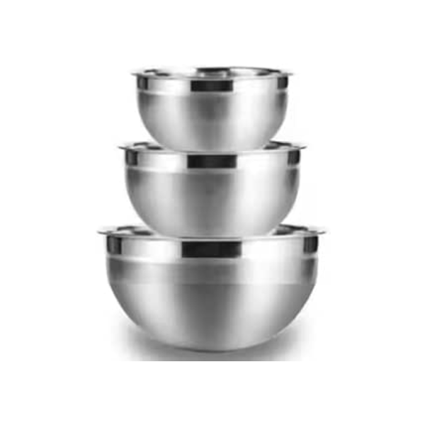 Conjunto de Tigelas Mixing Bowl em Aço Inox TopChef - Kit 3 Peças Cozinha Gourmet - Perfeitas para Preparar, Servir e Armazenar Alimentos (BOWL20-24-28cm)