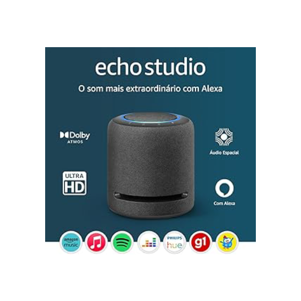Echo Studio (Geração mais recente) | O som mais extraordinário com Alexa - com Dolby Atmos e tecnologia de processamento de áudio espacial | Cor preta