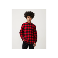 Camisa Regular em Algodão Xadrez e Manga Longa Vermelho