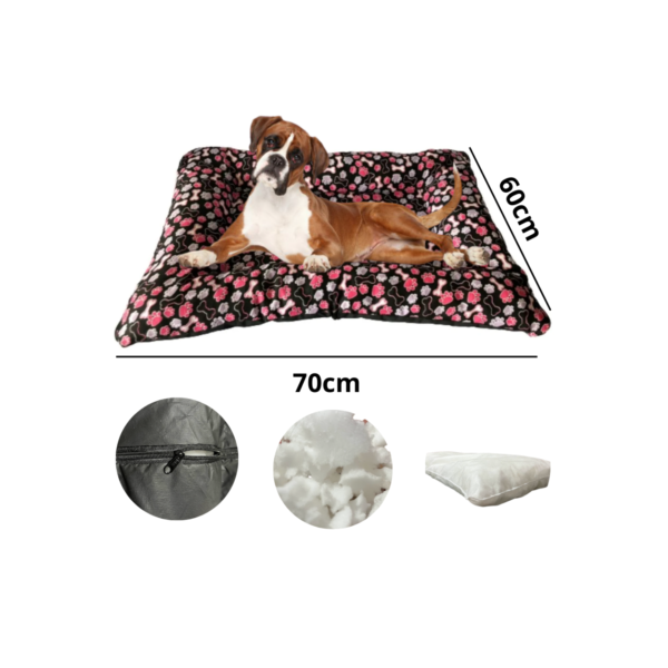 Cama Pet Grande Para Cães e Gatos Colchonete Pet 70x60 Com Zíper Colchonete Fundo Emborrachado
