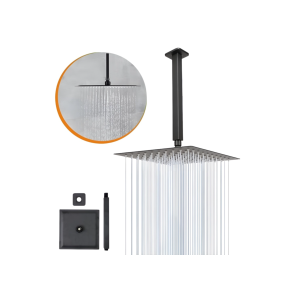 Ducha Chuveiro De Teto Preto Slim Quadrado Luxo 20x20