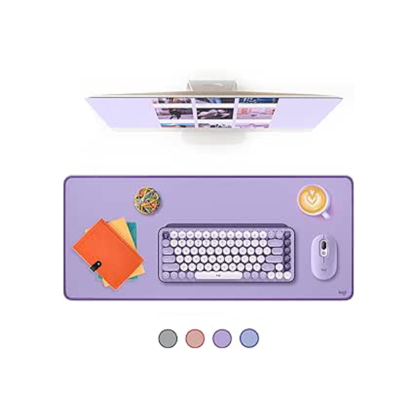 Mouse Pad Desk Mat Logitech Studio Series com Base Antiderrapante, Design Resistente a Respingos, Grande e Multifuncional - Lilás