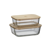 Kit 2 Potes Herméticos Refratários Tampa Bambu Electrolux Cor Transparente