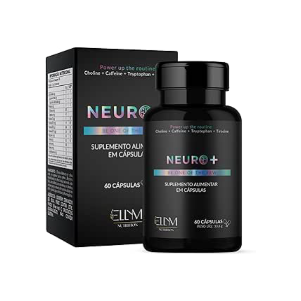 Neuro+ 60 Capsulas ELLYM NUTRITION Nootropicos Multivitaminico Foco Cafeina Magnesio Triptofano Taurina B12 Tirosina Colina
