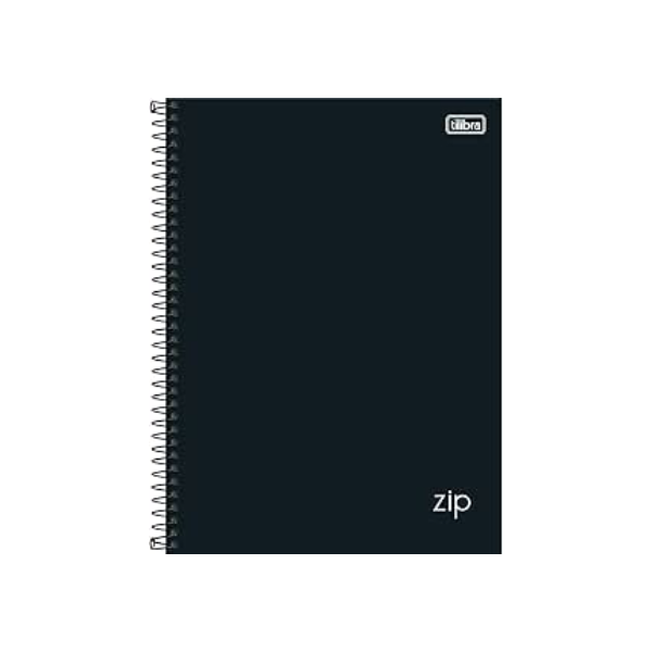 Tilibra 305421 Universitário 10 Matérias Zip - Caderno Espiral, Capa Dura, 160 Folhas, Preto