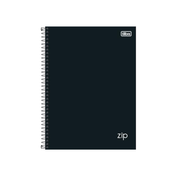 Tilibra 305421 Universitário 10 Matérias Zip - Caderno Espiral, Capa Dura, 160 Folhas, Preto