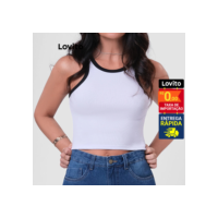Lovito Top Regata Feminina Lisa com Viés Contrastante LB207BRL236