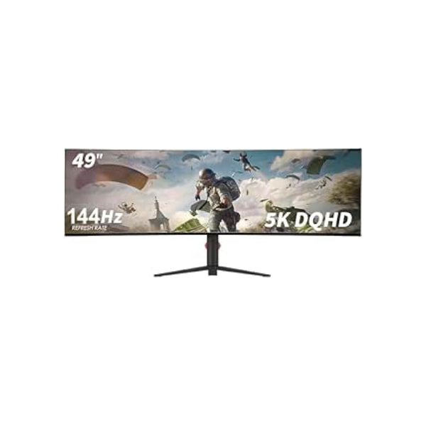 YOGAES Monitor de Jogos Ultrawide de 49 Polegadas Dual QHD (5120x1440) IPS Curvo,5K Monitor de 49 Polegadas, 5K. HDR 400, Alto-falantes Integrados, USB-C,Compatível com VESA 100x100mm, G-SYNC (144hz)