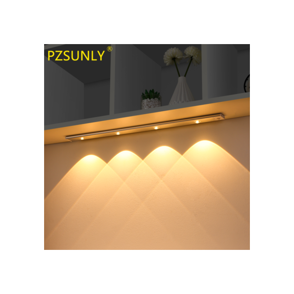 Pzsunly luz do armário usb recarregável sensor de movimento led luz para cozinha guarda-roupa iluminação do armário 20cm/30cm/40cm/50cm/60cm