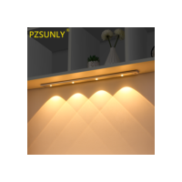 Pzsunly luz do armário usb recarregável sensor de movimento led luz para cozinha guarda-roupa iluminação do armário 20cm/30cm/40cm/50cm/60cm