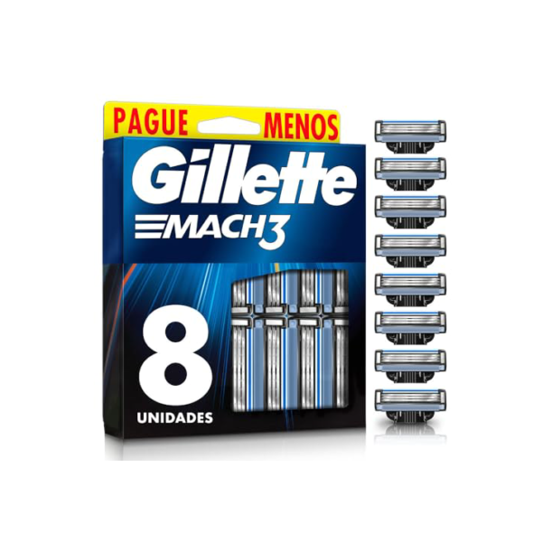 Gillette Mach3 - Carga para Aparelho de Barbear, Leve 8 Pague 6 (o pacote pode variar)