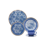 Jogo De Jantar Unni Jeans - 20 Peças - Oxford Cor Azul