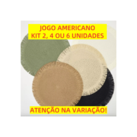 Jogo Americano Redondo Borda Desfiado 38cm Descanso Decorativo Kit 2, 4 Ou 6 Pcs Elegante