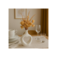 Vaso Coração Love Amor Abstrato Minimalista Decorativo Boho Rustico Moderno Escultura 20CM