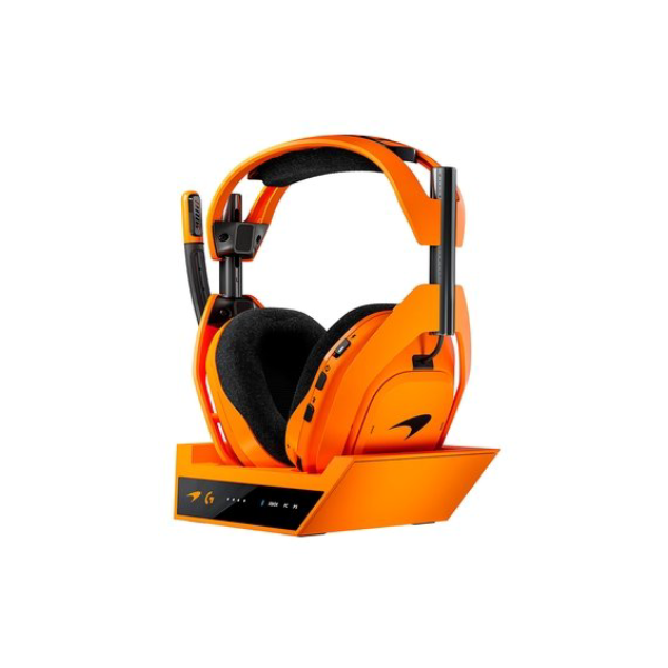 Headset Gamer Sem Fio Logitech G ASTRO A50 X McLaren Edition, para PC, PS5 e Xbox, com Base, Laranja Papaya - 939-002237