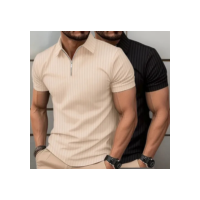 Kit 2 Camisetas Polo Manga Curta Ziper Masculina Canelada