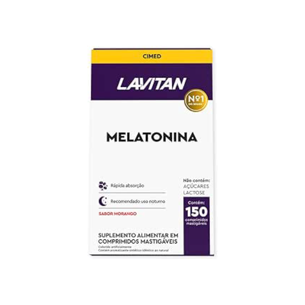 Suplemento Alimentar Melatonina 0.21mg Morango, Branco, Lavitan, 150 cápsulas