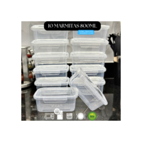 Kit 10 Marmita Potes 800ml com Travas Laterais BPA FREE - Alimentos organizadores de congelador