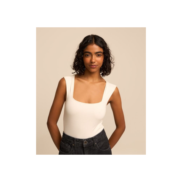 Body em Crepe com Decote Quadrado Branco